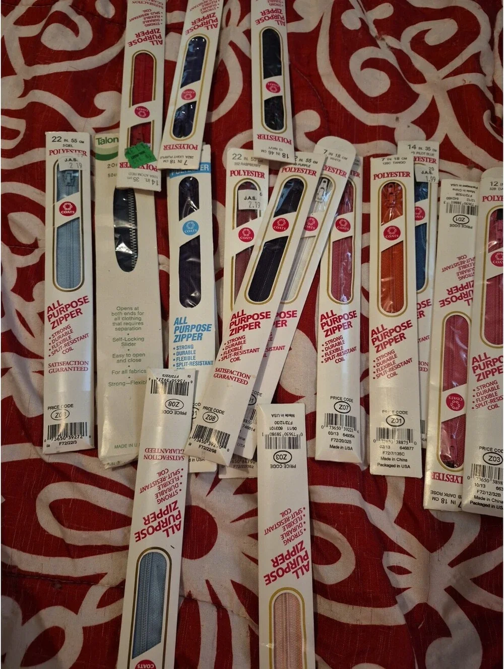 Lot 17 Coats All Purpose Polyester & Jeans  Zippers Various Sizes And Colors